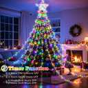 23FT 714 LED Christmas Decoration Lights Outdoor, 8 Modes Waterfall Star String Lights with Waterproof Timer, Dimmable Waterfall Tree Lights for Indoor Roof Patio Holiday Party, Multicolor