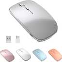 Wireless Mouse Chargeable Portable Silent USB and Type-C Dual Mode Wireless Mouse 3 Adjustable DPI for Laptop, Mac, Android, PC (Q23S Black) (Grey)