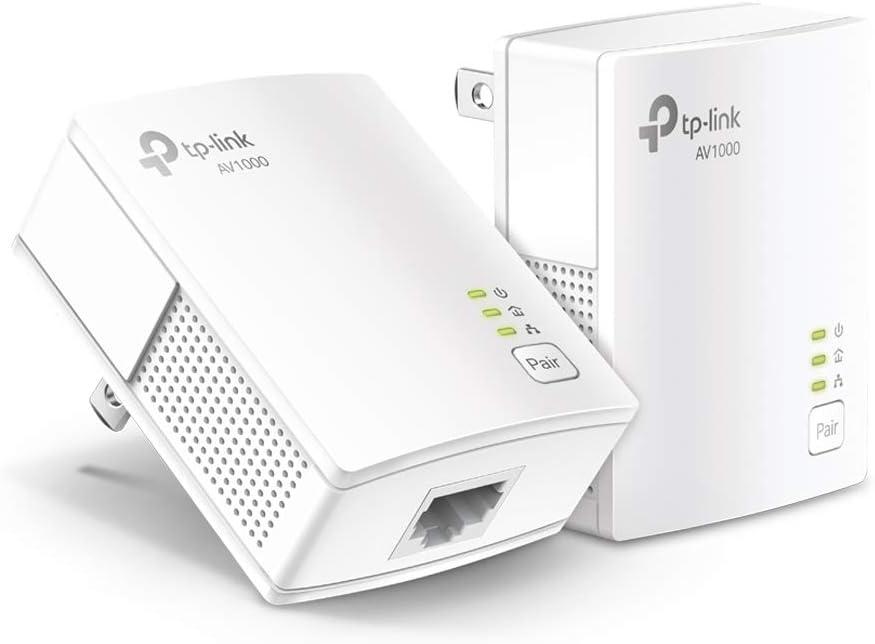 TP-Link AV1000 Powerline Ethernet Adapter KIT - Gigabit Port, Plug Pair &Play, Ethernet Over Power, Nano Size, Power Saving Mode, Network Adapter, Free Expert Help (TL-PA7017 KIT)