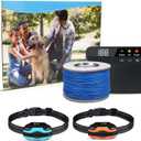 PcEoTllar Electric Fence for Dogs, Underground Dog Fence System, Rechargeable Upgraded Electric Dog Fence, 2 Waterproof Collar Receivers, with 656Ft Underground/Aboveground Boundary