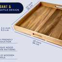 Comfify Extra Large (22") Square Premium Acacia Wood Ottoman Tray with Handles - Use for Serving Food in Style for Dinner, Breakfast, Snacks, BBQ, Entertaining Guests & More - Brown