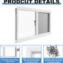 Kathfly 1 Pack Basement Home Window 32'' x 14'' Mini Basement Windows Replacement with Glass Block Screen and Screws for Home Sheds Barns (White)