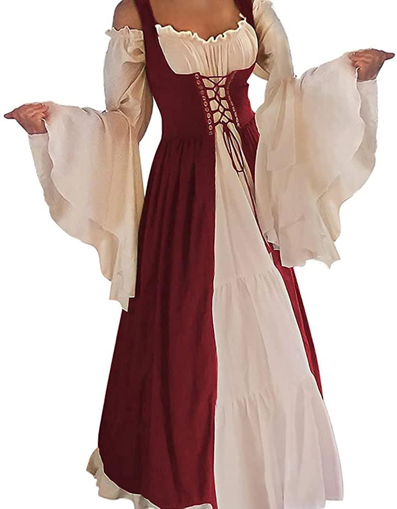 Renaissance Costume Women Medieval Dress for Ren Fair Halloween Cosplay. L-XL