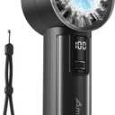 AMACOOL Handheld Fan with Ice Cooler, Mini Portable Fan Rechargeable, 18Hrs Cooling, 0-100 Adjustable Speed, Small Yet Powerful, Personal Hand Fans for Travel, Beach, Outdoor, Makeup, Gifts for Women (Black)
