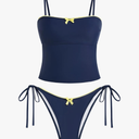 ZAFUL Tankini Swimsuits for Women Bow Tie Side Bathing Suits Tummy Control High Cut Two Piece Bikini Sets. L