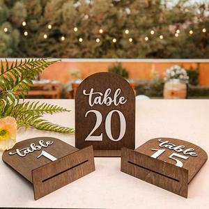 Woodamore Wedding Table Numbers 1-20, Wood Table Numbers For Wedding Reception 1-20, Restaurant Tables Number Signs With Stands, Wooden Tables Markers For Event, Party, Centerpiece