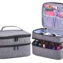 Nail Polish Organizer- Holds 30 Bottles Nail Supply Organizers and Storage Double-layer Nail Bag Organzier Case Nail varnish Organizer Nail Polish Storage Bag with Handle (Grey)