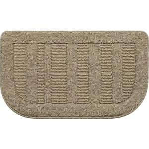 BEQHAUSE 30x18 Inch Kitchen Rug Mat Durable Kitchen Rugs Non-Slip Washable Absorbent Kitchen Mats for Floor Dirt-Resistant Semicircular Kitchen Mat (Beige)