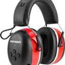 PROHEAR 037 Bluetooth 6.0 Hearing Protection Headphones with Rechargeable 1500mAh Battery, 30dB SNR Safety Noise Reduction Ear Muffs with 120H Playtime for Mowing - Red
