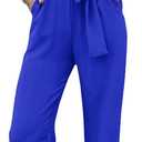 PRETTYGARDEN Women's One Piece Jumpsuits Dressy Casual Summer Short Sleeve Wrap V Neck Wide Leg Pants Romper Spring Clothes (Blue, M)