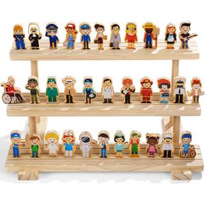 Kathfly 36 Pcs Wooden Community Helpers Community Wooden Toy Preschool Little Professionals Block Character Set Multicultural Career Figurines Creative Play Social Emotional Learning Wood People Toy