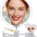 6" Led Wall Mounted Makeup Mirror Double Sided 1/20X, 1-Second Install Lightweight Compact Wall Mirror with Light, Rechargeable Extendable Magnifying Mirror for Bathroom, Wall Vanity Mirrors (1+20X)