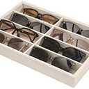 Coward Sunglass Organizer, Beige Velvet Glasses Trays - Eyeglasses Watches Jewelry Display - Men Women (8 Grids)
