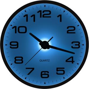 Night Light Wall Clocks Battery Operated, 12 Inch Silent Wall Clock for Bedroom Night Glow, Sound Control Luminous Wall Clocks for Living Room Decor, LED Wall Clock Modern for Kitchen Office