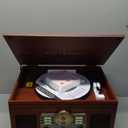 Victrola Nostalgic 6-in-1 Bluetooth Record Player & Multimedia Center with Built-in Speakers - 3-Speed Turntable, CD & Cassette Player, FM Radio | Wireless Music Streaming | Mahogany