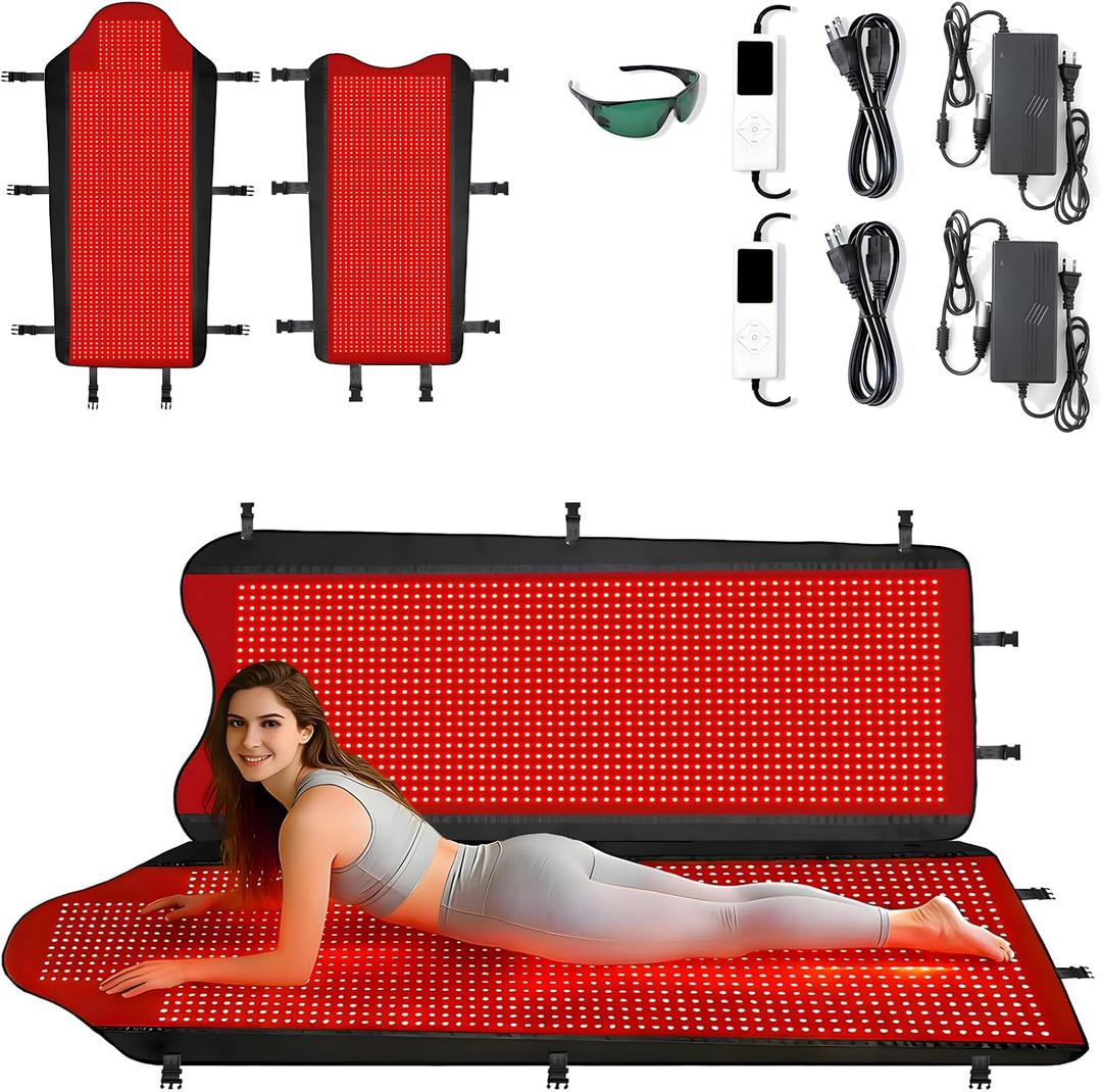 3207 LEDs Red Light Therapy Mat for Full Body, 74.8" x 36" TPU Infrared Light Therapy, 3-in-1 LEDs (660nm & 850nm) Premium Foldable Mat with Timer Controller & Pulse Modes for Home Use, 260W