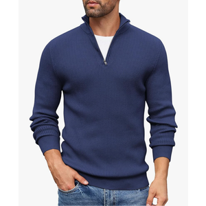 COOFANDY Men's Quarter Zip Sweaters Slim Fit Mock Neck Pullover Sweater Lightweight Knitted Polo Sweaters, XL
