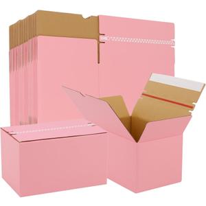 30 Pack 6x4x4 Zipper Shipping Boxes, Safe Small Cardboard Mailer Boxes for Packaging Small Business, Gift, Wrapping Mailing Present (Pink)