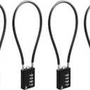 RESET-201 (4 Pack) 4 Digit Combination Padlock with 12 inch (30cm) Flexible Cable, Long Lock, Cable Lock for Trash Can, Locker, Luggage, Suitcase, Gun, Pistols, Helmet, 5mm Diameter, Black