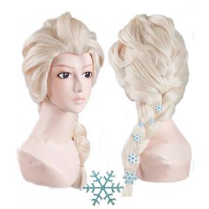 ANOGOL Wig Cap+6 Hairpins+ White Blonde Princess Pigtail Wig Long Blonde Braided Ponytail for Women Cosplay Long Princess Braids Platinum Cosplay Wigs Synthetic Queen Snow Pigtail Party Halloween