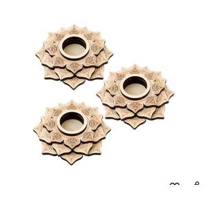 Framendino, 3 Pack Wood Crystal Ball Stands Flower Mini Mandala Sphere Display Stand Lotus Wooden Holders for 30-150mm (Style C)