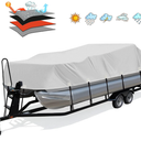 Solim Trailerable 1200D PU Heavy Duty Pontoon Boat Cover, 19-21ft Waterproof Oxford Marine Grade UV Resistant Polyester Canvas Cover, Boat Cover for Pontoon with 16 Adjustable Tie Down Straps, Gray