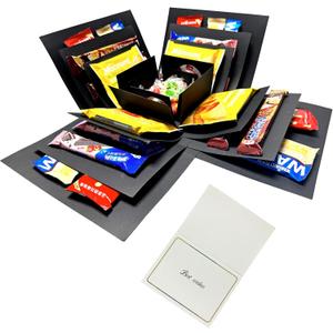 Hryan 5 Layer Gift Box, Multi Layered Explosion Photo DIY Box, Creative Surprise Picture Gift for Important Days and Holidays. (BLACK)