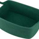 OIAHOMY Woven Basket, Gift Basket Empty with Gift Bags and Ribbons, Rope Baskets for Baby Showers, Storage Baskets with Handles for Nursery, Pet Toy Organizer - Green