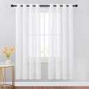 NICETOWN Sheer Curtain Set for Dining Room - 72 Inches Long Translucent Grommet Voile Light Filtering Drapes for Kids Room, White, Set of 2