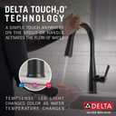 Delta Essa Matte Black Touch Kitchen Faucet with Pull Down Sprayer, Modern Single Hole Touch On Kitchen Sink Faucet, Single Handle, Matte Black 9113T-BL-DST