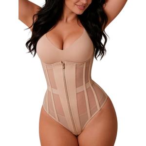 Mesh Corset Waist Trainer for Women Shapewear for Women Tummy Control Compression Bodysuit Waist Cincher (M)