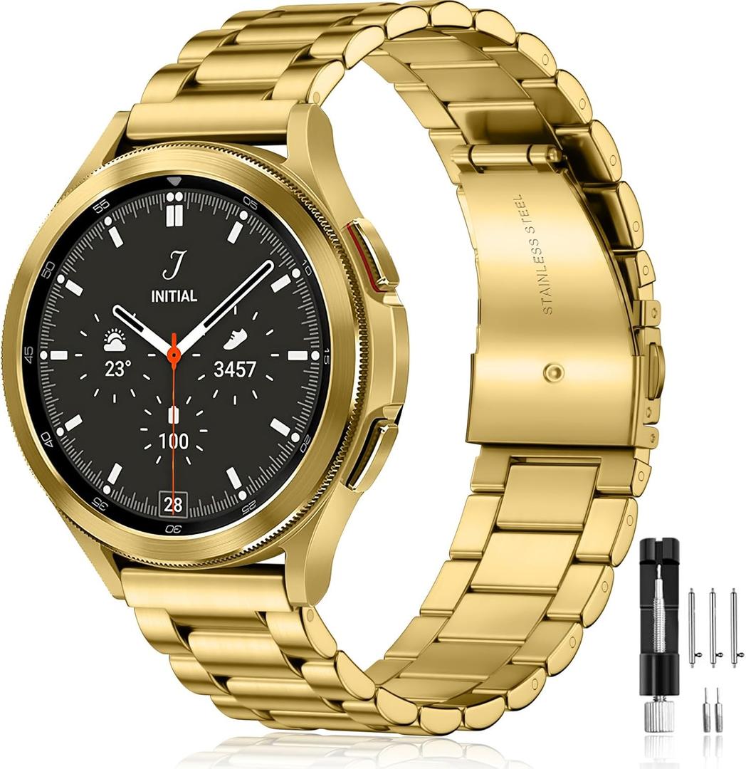 Lerobo Stainless Steel Band Compatible with Samsung Galaxy Watch 8 7 6 5 4 FE 40mm 44mm 45mm/Galaxy Watch 8 Classic 6 4 Classic 43mm 47mm 42mm 46mm, 20mm Metal Replacement Band for Men Women