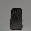 Wavy Case for iPhone 13 Pro Max Case with Stand [Compatible with MagSafe] Cute Black Cat & Floral & Butterflies Pattern Design, Kawaii 360 Magnetic Ring Kickstand Phone Cover for Women Girls, : Black Cat & Floral - Wave Edge