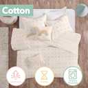 Intelligent Design Kids Quilt Set Cotton Jacquard Weave Colorful Poms Accent All Season Shabby Chic Bedding Coverlet Bedspred, Girls Bedroom Dcor, Full Queen, Ivory 5 Piece