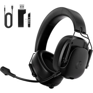 syndesmos Wireless Gaming Headset for PS5, PC, PS4, Switch, Gaming Headphones with Detachable Noise Cancelling Mic, 45H Battery, 7.1 Surround Sound, Black