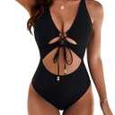 Blooming Jelly Womens Sexy One Piece Swimsuit Cut Out Slimming Bathing Suit V Neck Crisscross Back Swimwear, X Large