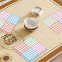 2 x 100 Pcs Gingham Pastel Checkered Napkin 2 Ply Disposable Scalloped Cocktail Napkins Plaid Paper Decoration for Wedding Birthday Beverage Fiesta Baby Shower 6.5 x 6.5 Inches