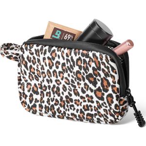 Smell Proof Bag, 6.7"x4.7" Smell Proof Container with Activated Carbon Fiber Liner, Odorless Airtight Travel Organizer & Stylish Gifts for Women (Leopard)