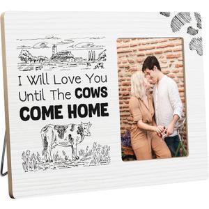 Couples Gifts for Girlfriend Boyfriend, Wedding Picture Frame, I Will Love You Until the Cows Come Home, 4x6 Inch Photo (Black)