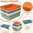 12 Pcs Plastic Classroom Storage Basket Bulk 14 x 10 In Turn in Paper Trays for Classroom A4 Size Colorful Storage Organizer Bin with Handles Stackable Container for Playroom Home Office School Supply