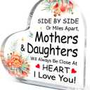 3 x Gifts for Mom from Daughter,Appreciation Gifts for Mom Birthday Thanksgiving Christmas,Always Be Closer At Heart Sign Acrylic Flowers Plaque 4.5x4.5 Inches