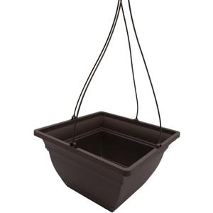 The HC Companies Eclipse Square Hanging Planter for Indoor Plants - Contemporary Hanging Plant Pot w/Attached Saucer - Lightweight & UV-Resistant Hanging Plant Holder (12" Chocolate, Pack of 1)