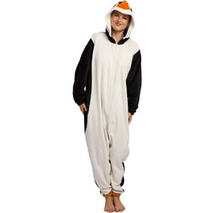 Bioworld Penguin Adult Hooded Kigurumi Onesie Costume Union Suit (White, M)