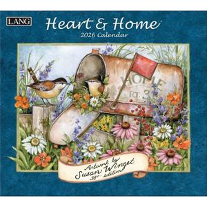 Lang Heart & Home 2026 Wall Calendar  13.4?  12?, 12-Month Calendar with Stapled Binding, Linen-Embossed Art by Susan Winget, Calm Home & Garden Imagery