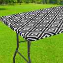 Smiry Rectangle Picnic Table Cloth, Waterproof Elastic Fitted Outdoor Tablecloths for 6 Foot Tables, Wipeable Flannel Backed Vinyl Table Cover for Camping, Dining and Indoor (30"x72", Black)