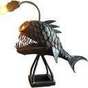 Fish Design Animal Lamp - Steampunk Style Table Light | Handcrafted Iron & Silicon LED Night Light, Unique Desktop Ornament for Bedroom, Creative Home Decor and Fish Collecting