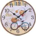 Lafocuse 12 Inch Rustic Wooden Kitchen Wall Clock Farmhouse Silent Non Ticking, Battery Operated Vintage Shabby Chic Chef Kitchen Clocks Dinning Room Living Room