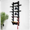 Sword Rack Wall Mount Holder, 8 Tier Wooden Sword Stand Display Hanger for Katana, Wakizashi, Flute Fishing Rod Storage (8-Tier)