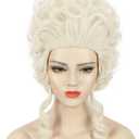 karlery Women Short White Blonde Curly Wig Queen Colonial Wig Halloween Party Costume Wig