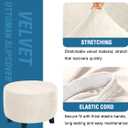 H.VERSAILTEX Ottoman Covers - Round Ottoman Slipcover, Footstool Protector, Storage Stool Covers - Stretch with Elastic Bottom, Real Velvet Plush Fabric (X-Large, Ivory)